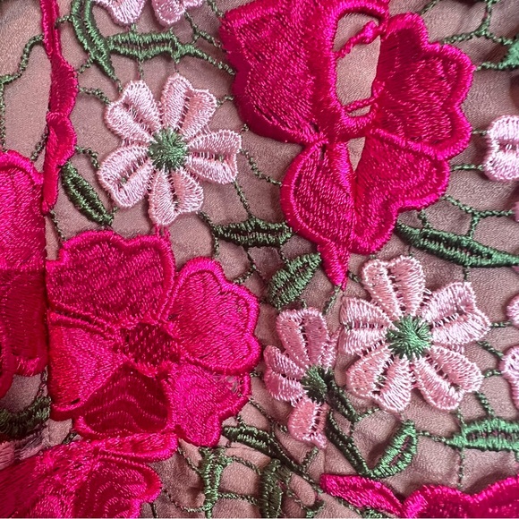 Dress the Population Mina Dress XS Floral Crochet Mini Wedding Cocktail Vacation - Picture 9 of 12